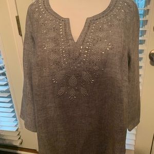 Embellished linen tunic